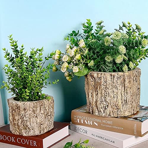 Artificial Stakes Planter Sculpture Concrete Planter Tree Root Stump Flower Pot Log Post Planter - Cactus Succulent Snake Bamboo Plant, Outdoor Lawn Farmhouse Driftwood Decorative - Image 2