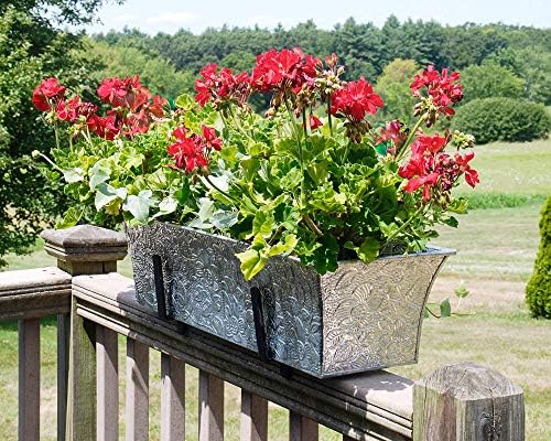 Achla Designs Embossed Galvanized Flower Window Box Planter, 24-in - Image 6