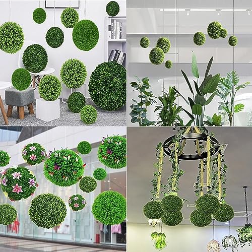 HUHJYUGE Artificial Plant Topiary Ball 19in, Durable Green Grass Decorative Balls, Round Plastic Plant Ball Decoration, for Wedding New Year Christmas Ceiling Garden Home Outdoor - Image 7