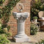 Merax 16.73" H Corinthian Pedestal Plant Stand, MGO Decorative Pedestal Side Table for Indoor Outdoor Entryway Garden Home, Antique White, No Assembly Needed by Merax
