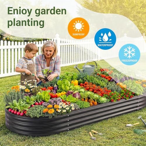 Land Guard 2Pcs 8ft Galvanized Steel Raised Garden Bed, 8 x 4 x 1 ft Large Metal Raised Planter Beds, Raised Garden Bed for Vegetables, Grey - Image 6