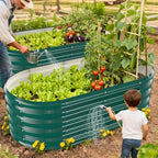 17" Tall Oval-Shaped / Elliptic Metal Raised Garden Bed Outdoor Dark Green - Image 6