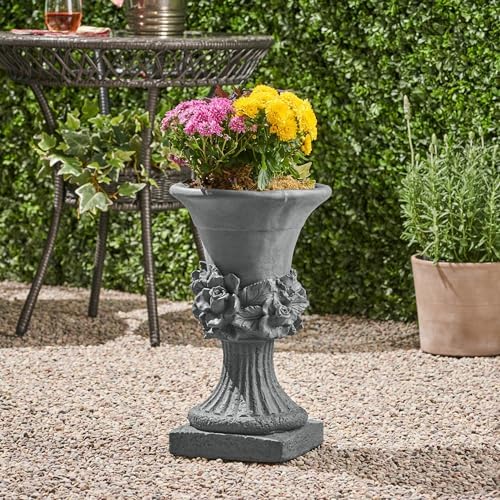 Classic Urn Planter, 20 Inch Tall Flower Pots, Pedestal Flower Vases Plant Pot, Modern Large Flower Pots Outdoor Plant Pot for Flowers, Classic Decorative Planter for Indoor and Outdoor Plants - Image 5