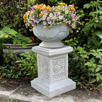 Decorative Roman Column Pedestal, English Rosette Indoor Outdoor Sculptural Garden Plinth Base Statue Riser, Weatherproof Sturdiness Plinth Base Statue Riser for Statues, Flower Pots, Decor, Cast Stone Resin (1365) - Image 6