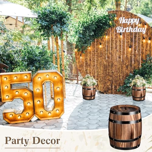 GlikCeil 4 Pcs Wood Wine Barrel Vase Flower Vase Container, 8 x 6.5 Inch - Image 5