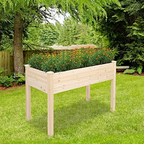 48" Wooden Elevated Garden Planters Box,Rectangular Indoor/Outdoor Flower Pot,Large Planting Planter Boxes,Vertical Flower Pot Stand,with Wood Legs,for Patio Porch Lawn Yard (Natural) - Image 5