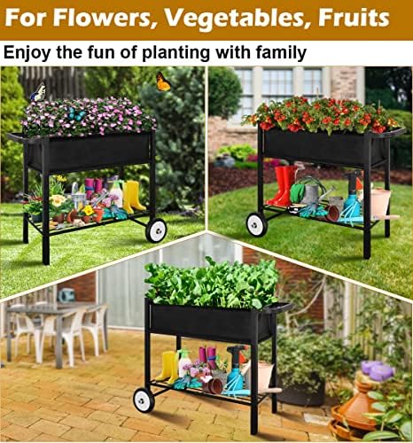 Koutemie Raised Garden Bed with Legs, Planter Box Outdoor with Wheels - Image 7