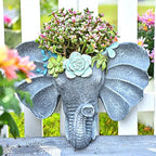 Sungmor Resin Elephant Head Wall Pot, Unique Bohemian Style Animal Face Planter, Vertical Hanging Plant Pot, Pretty Decorative Flower Pot for Indoor Outdoor Plants, for Gardening Lovers by Sungmor