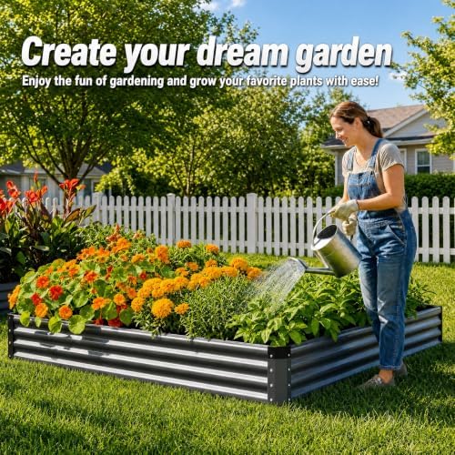 2Packs 6X3X1 FT Raised Garden Beds Outdoor, Planter Raised Beds for Gardening, Vegetables, Flowers, Large Metal Garden Box, Deep Plant Flower pots Outdoor(Dark Gray) - Image 6