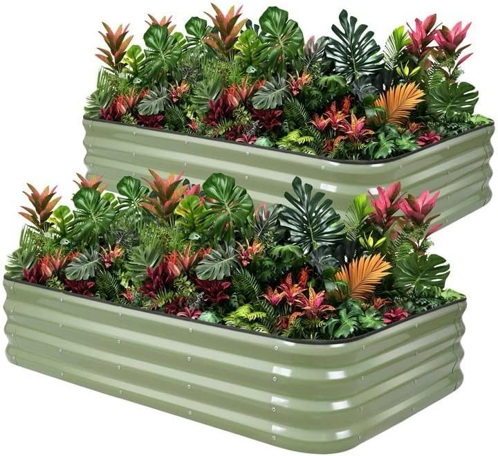 1MORE Raised Garden Bed,4 in 1 Modular Planter Raised Bed,5x3x1ft,Green-2Pk by 1MORE