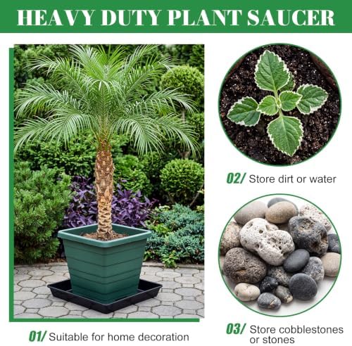 Eccliy 6 Pack Plastic Plant Saucer, Square, 16 Inch, Black - Image 5