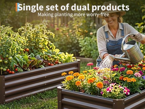 2 Pack Galvanized Raised Garden Bed Kit, Large Rectangular Metal Oval Raised Garden Beds, Outdoor Deep Root Box Planter for Gardening, Vegetables, Flowers, Herbs (4x2x1FT, Brown) - Image 2