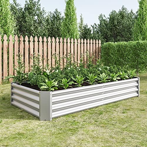 Metal Raised Garden Bed for Outdoor Vegetable & Flower Gardening: 7.6x3.7ft Large Galvanized Steel Planter Box, Easy Assembly Deep Root Garden Beds for Backyard, Patio (Silver with 6x3x1ft) - Image 4
