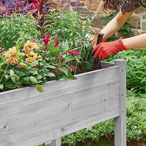 Yaheetech 1pc Raised Garden Bed Outdoor with Legs Horticulture Elevated Wood Planter Boxes w/Stable Rectangle Structure Standing Planter for Vegetables Flowers Herbs Planting,Gray - Image 6