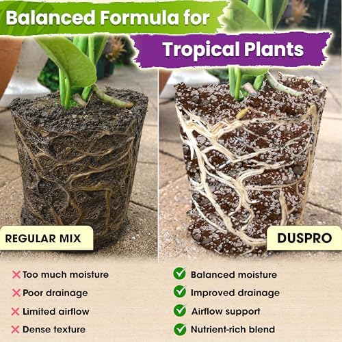 DUSPRO Pre-Mixed 5in1 Tropical Potting Mix, Drainage & Root Airflow, 16QT - Image 3
