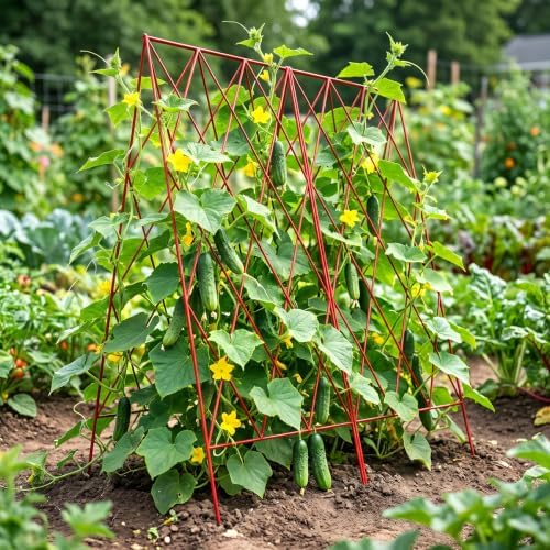 DoCred 39.4" H Cucumber Trellis, 2 Pack Foldable A Frame Garden Trellis - Image 4