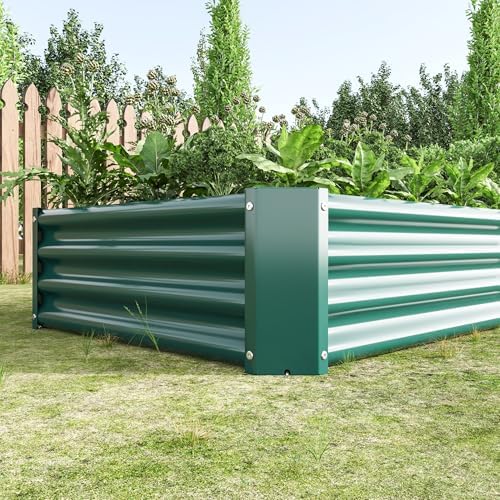 HRVEOCEI 4×2×1ft Metal Raised Garden Beds Outdoor, Bottomless Above Ground Raised Garden Beds, Galvanized Gardening Bed for Vegetables Flower Herbs (Green, 6x3x1ft) - Image 4