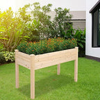 48" Wooden Elevated Garden Planters Box,Rectangular Indoor/Outdoor Flower Pot,Large Planting Planter Boxes,Vertical Flower Pot Stand,with Wood Legs,for Patio Porch Lawn Yard (Natural) - Image 7
