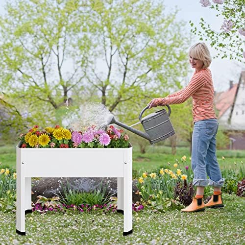 PROXRACER Raised Garden Bed with Detachable Legs Elevated Metal Planter Box for Growing Fresh Herbs Vegetables Flowers Succulents&Other Plants for Outdoor Backyard Patio Deck Balcony White S - Image 3