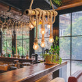 Arturesthome 6 Heads Hemp Rope Pendant Light, Vintage Bamboo Chandeliers Fixture Kitchen Island, Rustic Industrial Hanging Lamp for Bedroom Restaurant Cafe Bar Country Style Decoration by Arturesthome