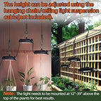 Owleye 12FT Outdoor Grow Lights LED String Plant Light, IP65 Waterproof, Full Spectrum, 120V, ETL Listed, 33.89 umol/s, Linkable Grow Light for Greenhouse & Outdoor Garden & Raised Bed (3-Bulbs)-2 Set - Image 6
