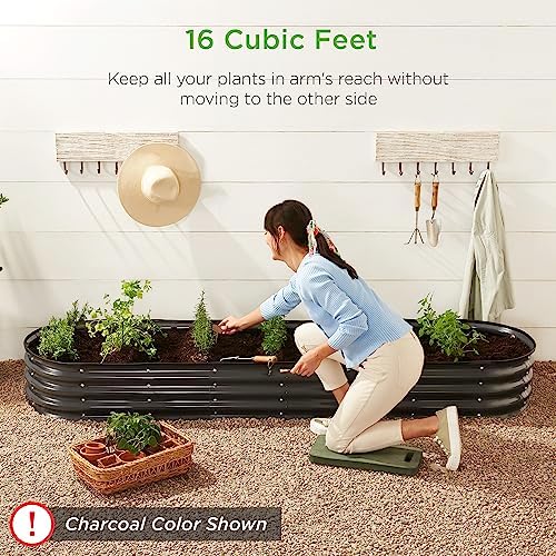 Best Choice Products 8x2x1ft Outdoor Metal Raised Garden Bed, Oval Deep Root Planter Box for Vegetables, Flowers, Herbs, and Succulents w/ 108 Gallon Capacity - Wood Grain - Image 6