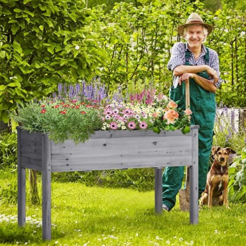 Yaheetech Raised Garden Bed 2Pcs Elevated Wood Planter Box Outdoor, Gray - Image 2