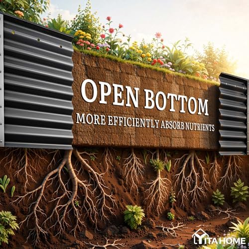 YITAHOME 8x2x2ft Raised Garden Bed Kit, 24" Tall 9 in 1 Large Galvanized Metal Planter Box with Gloves, Safety Rubber & Support Rod, Outdoor Flower Bed for Plants Vegetables Flowers, Black - Image 3