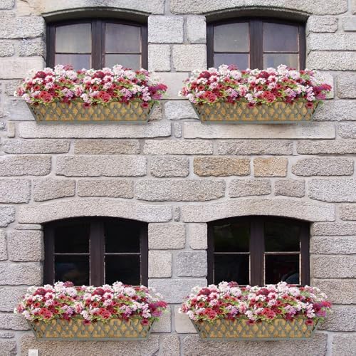 4 Pack 24 Inch Window Boxes Planters Railing Planter Box with Adjustable Brackets for Porch Fence Patio Balcony Hanging Flower Baskets with Coco Liners for Outdoor Garden Decor - Dark Grey - Image 6