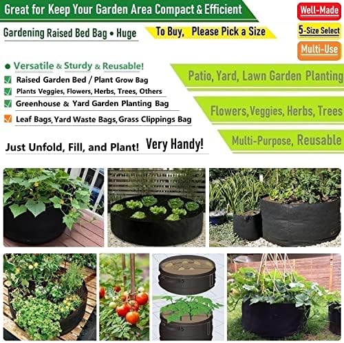 150 Gallon Big Raised Garden Bed Bag (44x24 inch) Large Plant Grow Bag for Potato,Tomato Planter,Herbs Veggies Planter,Flower Bed,Plant Container,Yard Waste,Lawn Debris,Leaf Bag with Gardening Gloves - Image 2
