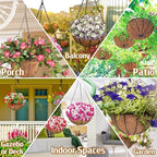 ZeeDix 2 Pack 20 Inch Large Hanging Baskets for Plants Outdoor with Coconut Liners Replacement, Hanging planters Baskets with Natural Coco Liner for Outdoor Indoor Planters Flowers Vegetables - Image 2