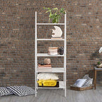 Casual Home 100% Solid Wood 5-Shelf Ladder Bookcase, Standard, 72"H, White - Image 2