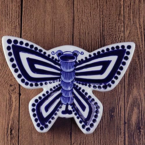 Blue & White Porcelain Wall Vase,Butterfly Shape Hydroponic Vase Wall Planter for Indoor, Outdoor (B) - Image 3