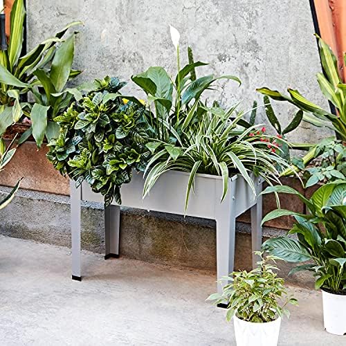 Metal Raised Garden Bed,Raised Planter Box with Legs,Herbs and Vegetables Planter Suitable for Outdoor Patio Deck and Porch (Mini Gray) - Image 4