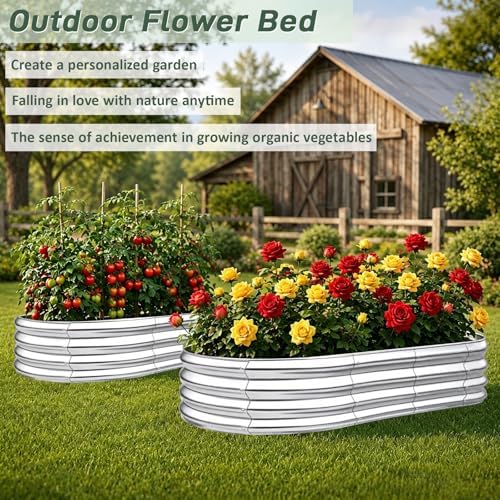 Garden Raised Garden Bed Kits, 4×2×1 FT Metal Raised Planter Bed for Vegetables Flowers Ground Planter Box-Modern, Metal Planter Box for Vegetables, Flowers, Herbs, 2 Pack, Classic Silver - Image 2