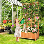 S AFSTAR Planter with Trellis Set of 2, 35.5x17.5x72.5 inch Wood Planter Box with Lattice Trellis & Hanging Roof, Removable Base, Plant Box for Climbing Plant Flower Rose Grape Cucumber - Image 2