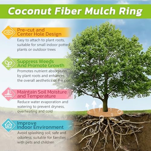 Legigo 6 Pack Coconut Fiber Mulch Ring Tree Plant Protector Mat, 18 Inch - Image 4