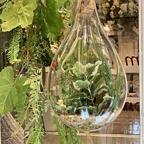 WGV Hanging Planter Terrarium, Width 7.5", Height 15", DIY Clear Glass Succulents Air Teardrop Floral Container (Including Rope), Candle Holder Vase for Outdoor Indoor Decor, 1 Piece - Image 4