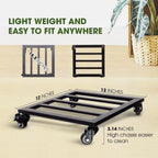 Idzo Plant Caddy with Wheels Lockable Heavy Duty Trolley Capacity 385 Lbs, Metal Cast Iron Plant Dolly, Plant Stand with Wheels Repositioning Heavy Pots 12Inch, Hauling Heavy Household Items - Black - Image 3