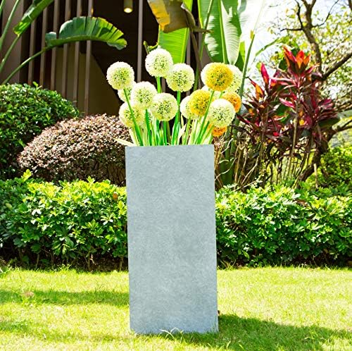 Kante 24" H Square Slate Gray Concrete/Fiberglass Indoor Outdoor Elegant Tall Planter - Image 3
