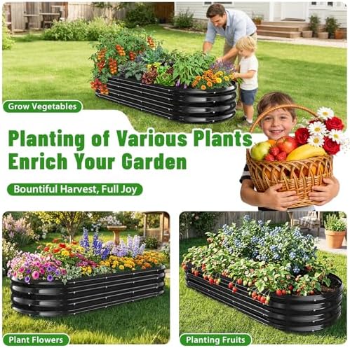 Black Oval Raised Garden Bed / Galvanized Steel Planter Box,60X24X12 inches - Image 7