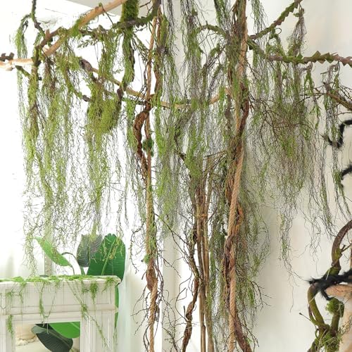 63inch Curly Faux Weeping Willow Tree Branches Hanging Moss Halloween Decor by Fosolasi