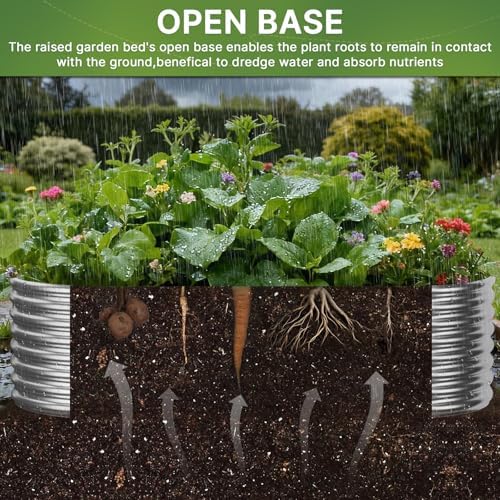 2 Pack Tall 8x4ft Galvanized Raised Garden Bed Outdoor, Metal Garden Bed for Vegetables, Above Ground Garden Box for Flower, Steel Raised Beds for Gardening - Image 5