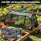 QwayHome 2Pack Garden Covers for Raised Beds, Pop Up Mesh Plant Protect Covers, Black 45% Sunblock Plant Shade Tent, Vegetable Seedling Crop Cage for Against Animals, With 8 Stakes L*W*H - 45*22*16in - Image 3