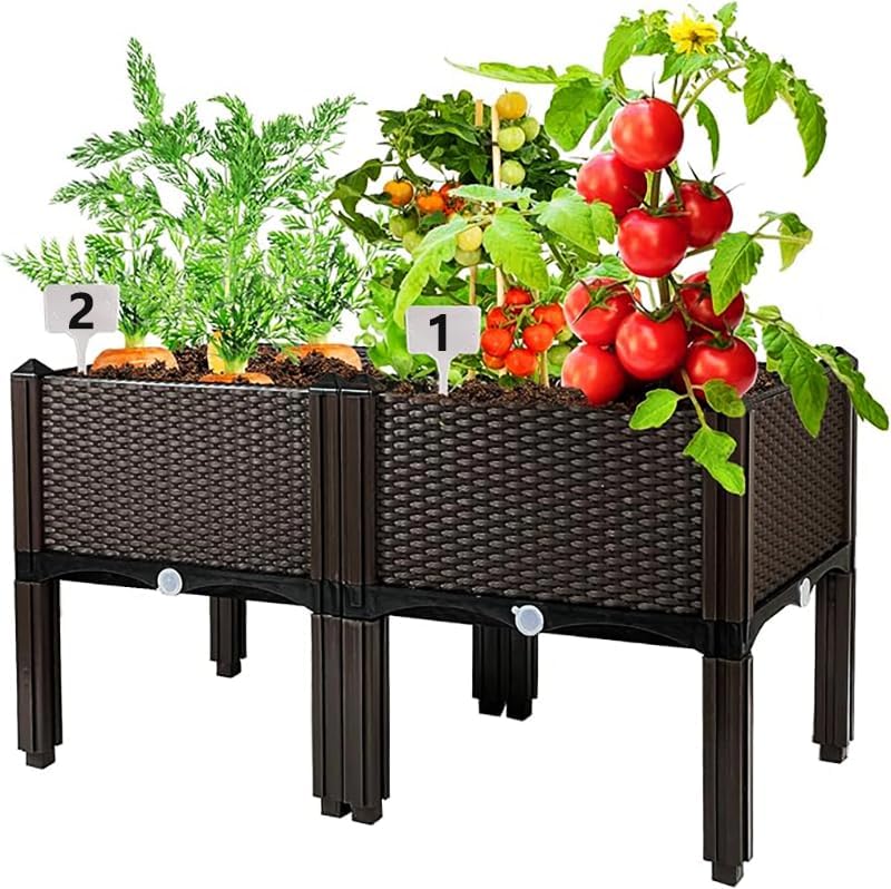 Generic 2Pcs Raised Garden Bed with Legs, Elevated Plastic Planter Box for Outdoor Plants, Flowers, Vegetables and Herbs by Unknown