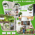 Remerry 6 Pcs 10 Inch Hanging Planter Hanging Plant Pot Plastic Round Hang Baskets for Plants Indoor Flower Pot with Drainage Holes Removable Trays for Garden Home Patio(White) - Image 6