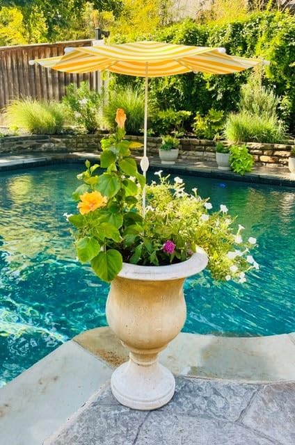 Fixed Plant Shade for Potted Plants 28" x 30" Outdoor Container Sun Shade Cover Premium Fabric Canopy with Fiberglass Frame & Soil Anchor Stripes & Solids Assembly Required by PlantCabana