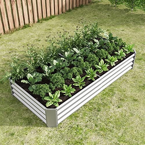 Metal Raised Garden Bed Outdoor, Rectangle Galvanized Rustproof Raised Planter Boxes for Flowers, Plants, Vegetables, Herbs (Silver, 6x3x1FT) - Image 3