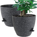 UOUZ 12inch 2Pack Large Self Watering Planters, Plastic Plant Pots with 60oZ Removable Deep Reservoir and Multi Mesh Drainage Holes for Indoor Outdoor Garden Plants and Flowers, Black Speckles by UOUZ