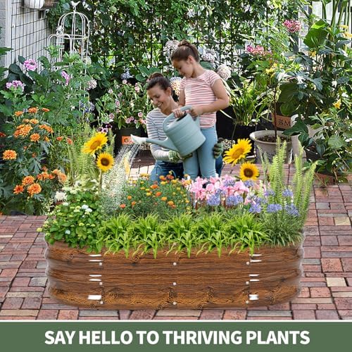 1MORE Galvanized Raised Garden Bed Outdoor,Planter Bed 4x2x1ft,Grain,2-Pk - Image 7